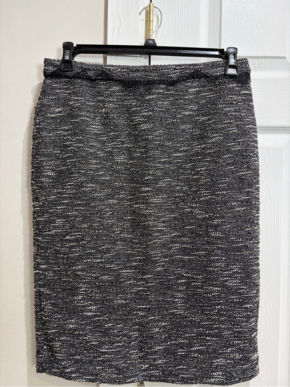Ann Taylor Black, white and Gold Tweed Pencil Skirt